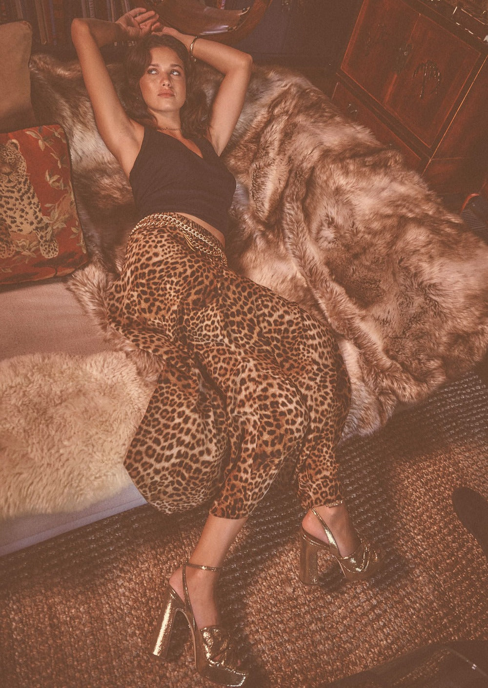 THE KEIRA SILK MAXI SKIRT IN DOLCE VITA ANIMAL PRINT