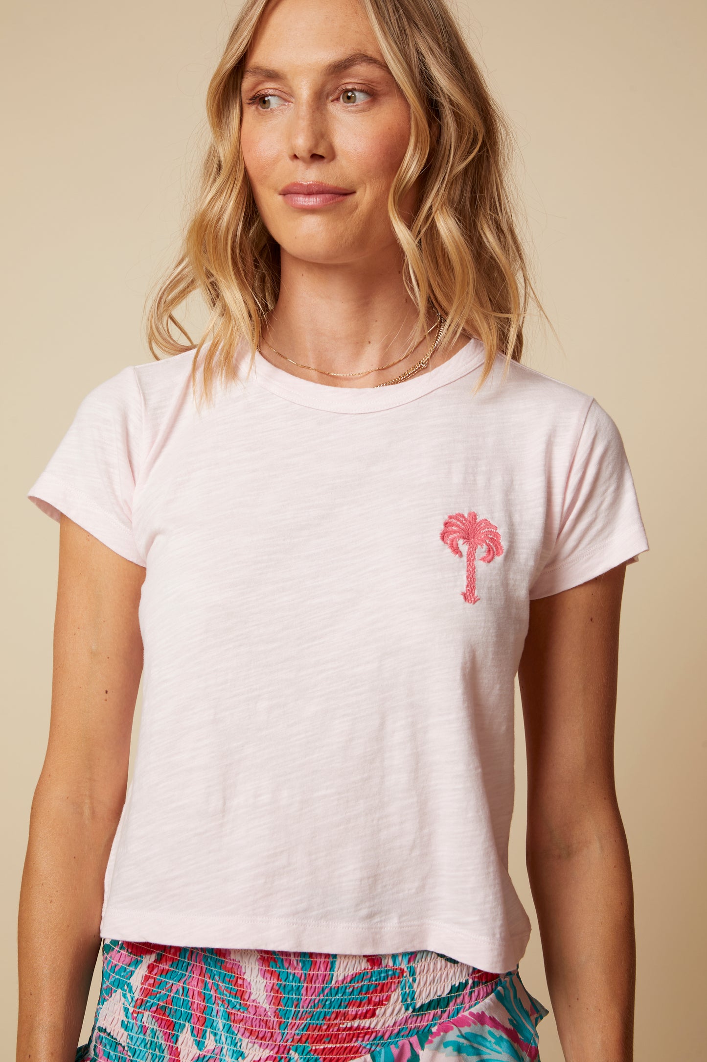 THE SIDNEY TEE IN SLUB COTTON JERSEY IN LIGHT PINK