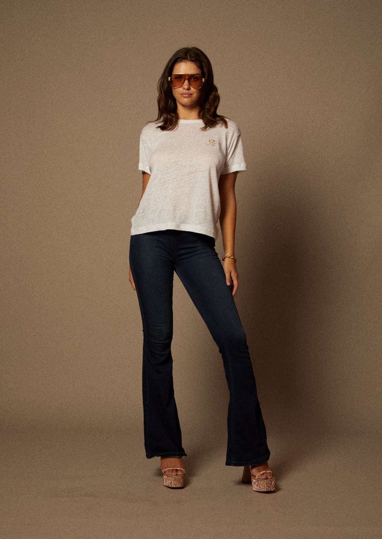 The Layla Tee in White Linen Jersey