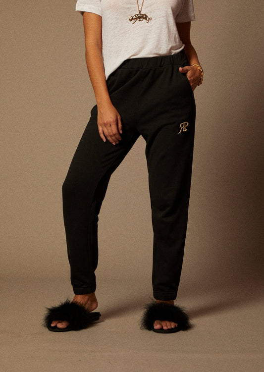 Black Jogger with Gold Embroidery