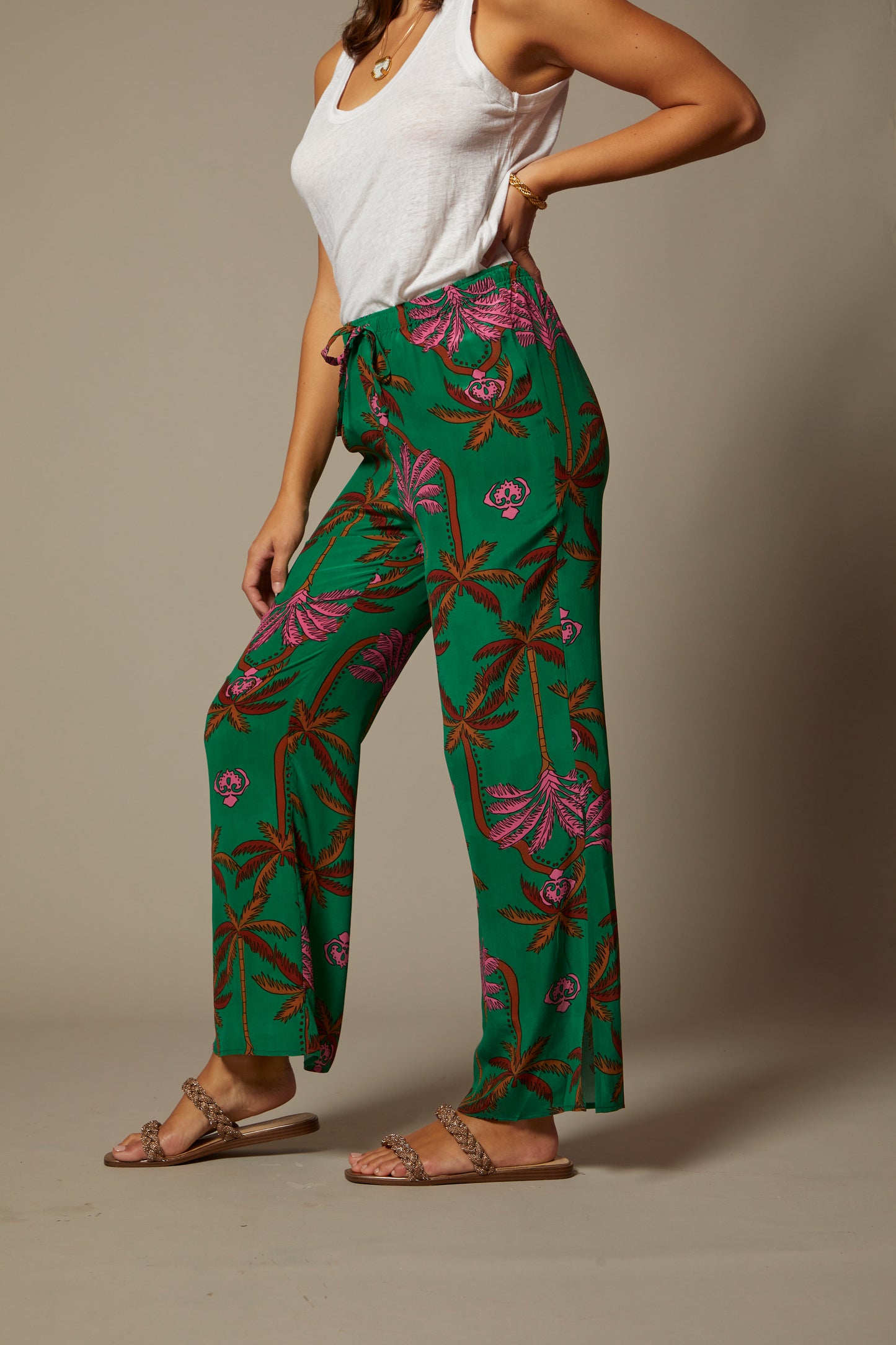 THE KATRINA SILK PANTS IN THE PALM BEACH CABANA PRINT