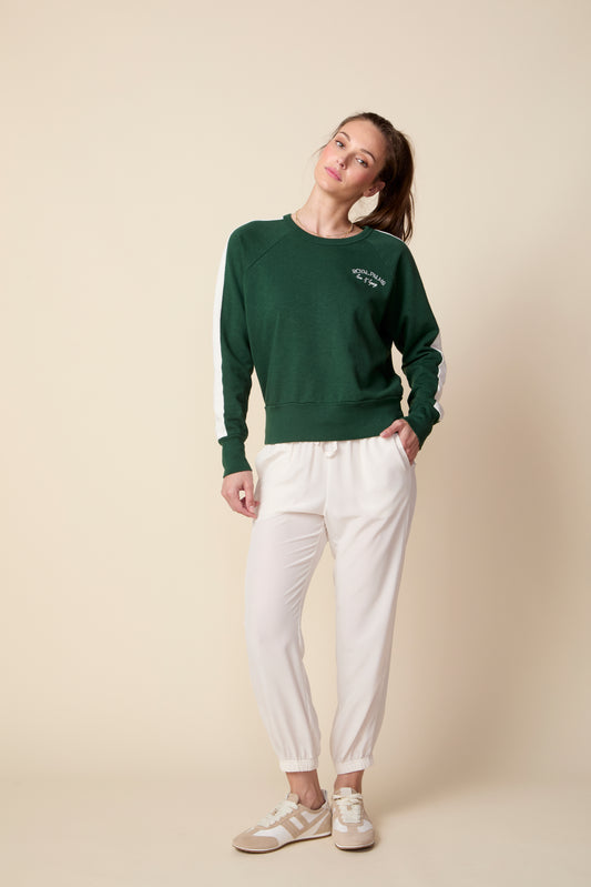 THE OLIVIA SILK JOGGER IN GARDENIA