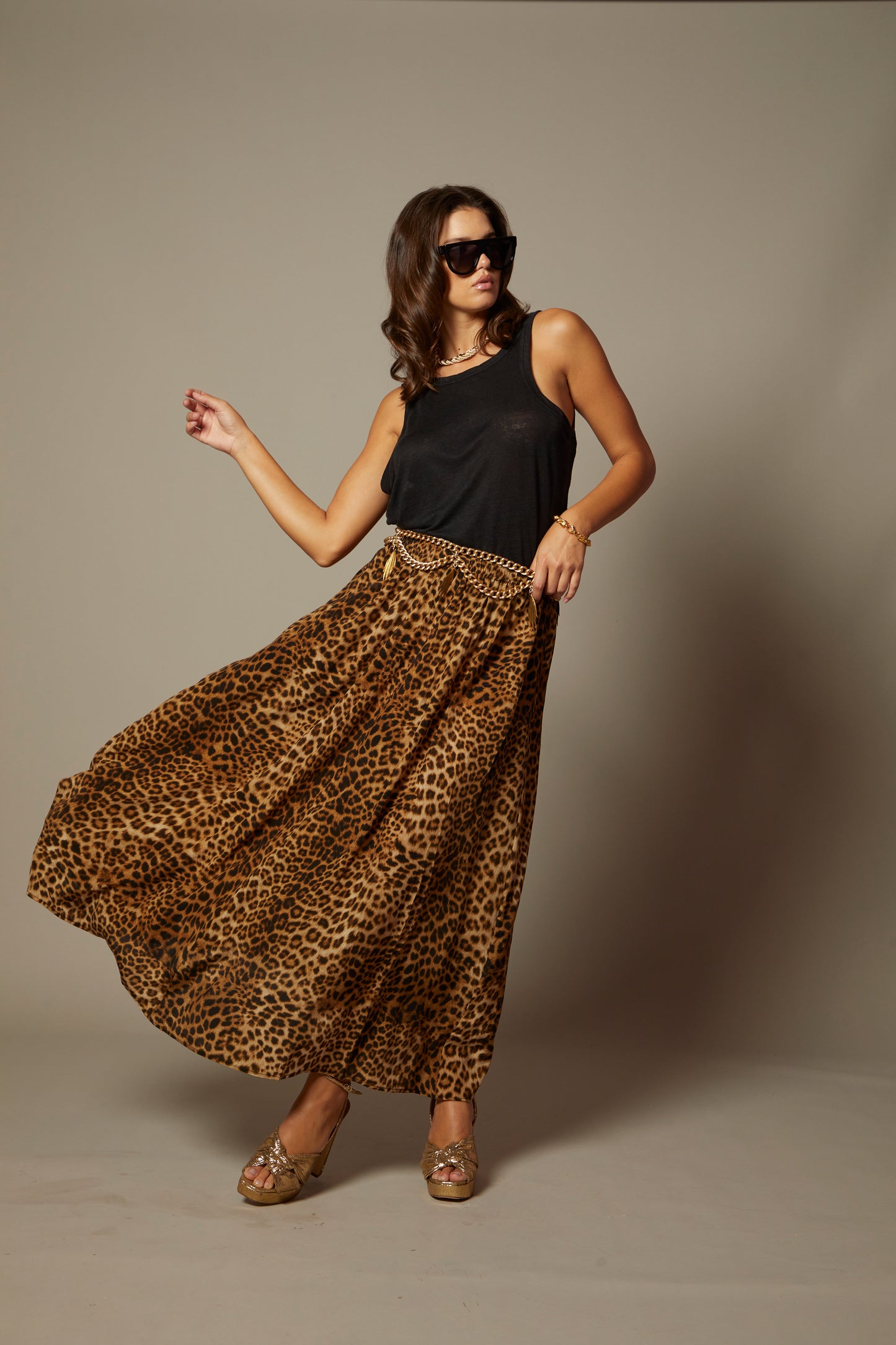 THE KEIRA SILK MAXI SKIRT IN DOLCE VITA ANIMAL PRINT