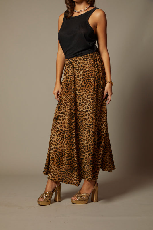 THE KEIRA SILK MAXI SKIRT IN DOLCE VITA ANIMAL PRINT