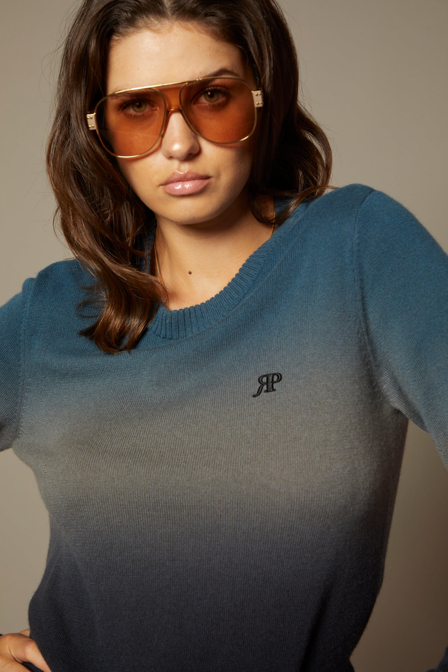 THE MIMI CASHMERE SWEATER IN MIDNIGHT FADE OMBRE DYE