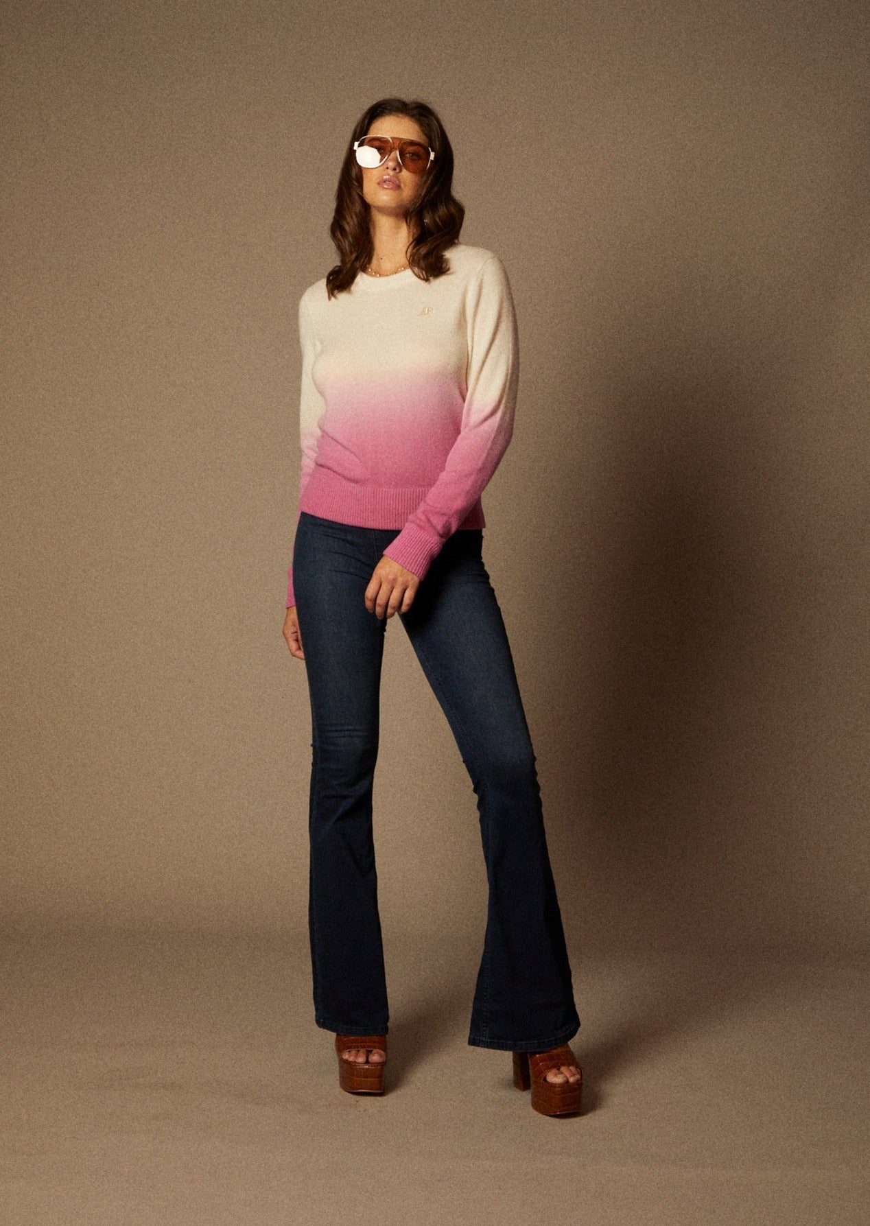 The Mimi Cashmere Sweater in Peony Ombre Dye