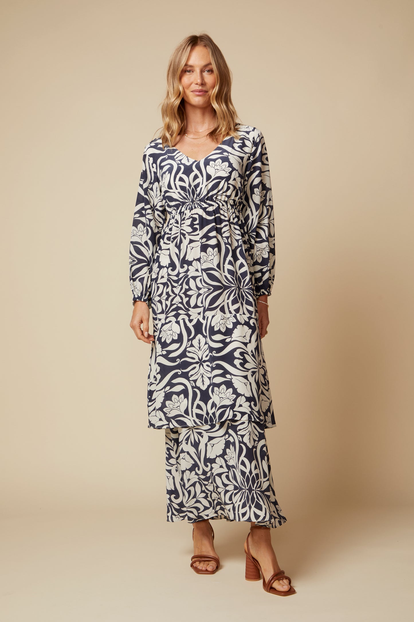 THE HARLOW SILK TIERED MAXI DRESS IN MONTE CARLO PRINT