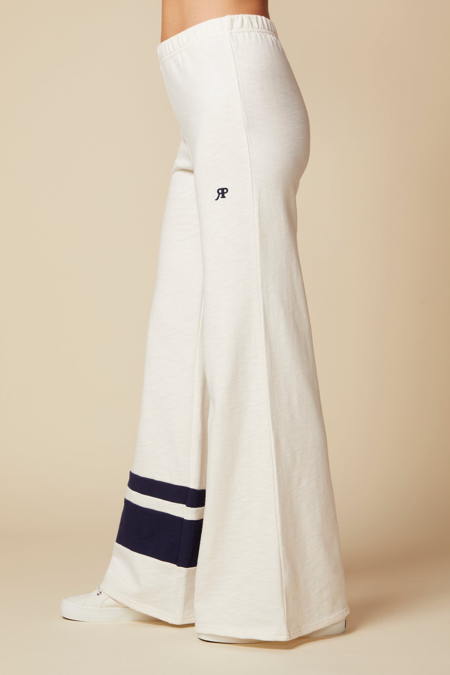 THE KATE PANT COLOR BLOCKED IN COTTON SLUB FRENCH TERRY IN VINTAGE WHITE