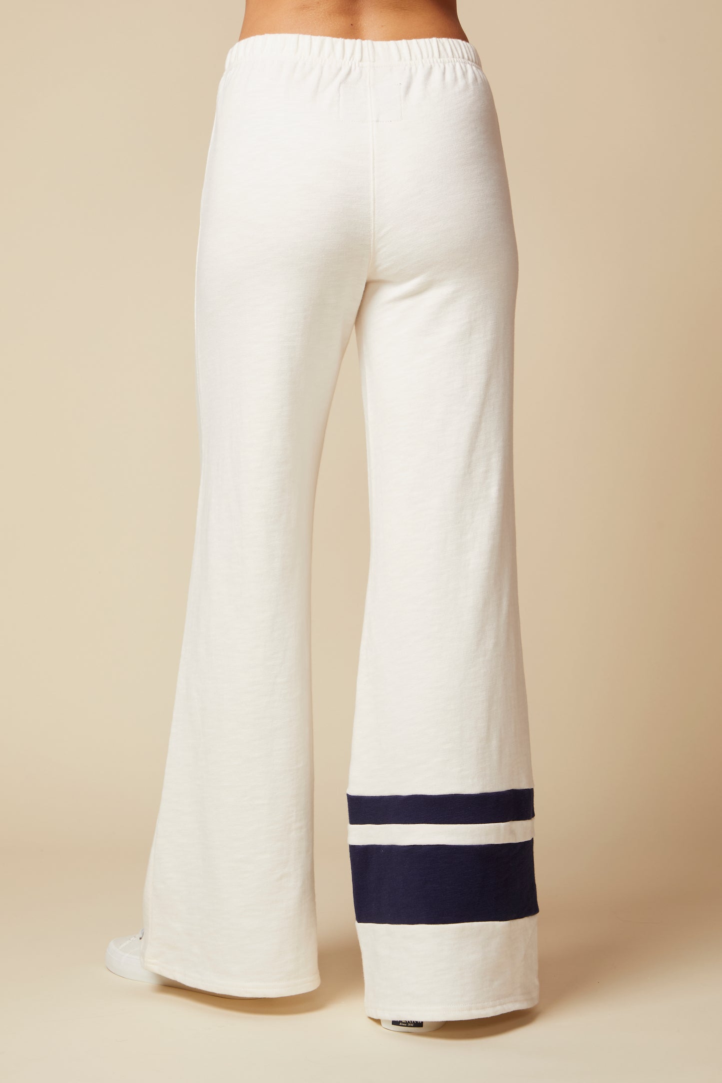 THE KATE PANT COLOR BLOCKED IN COTTON SLUB FRENCH TERRY IN VINTAGE WHITE