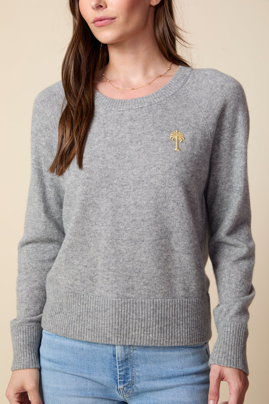 THE PARKER CASHMERE PULLOVER SWEATER IN HEATHER GREY