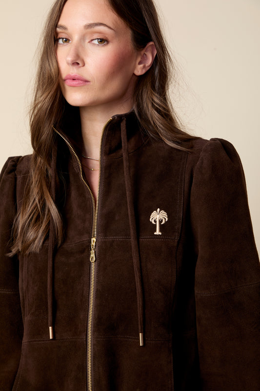 THE KENNEDY SUEDE JACKET IN COFFEE BEAN BROWN