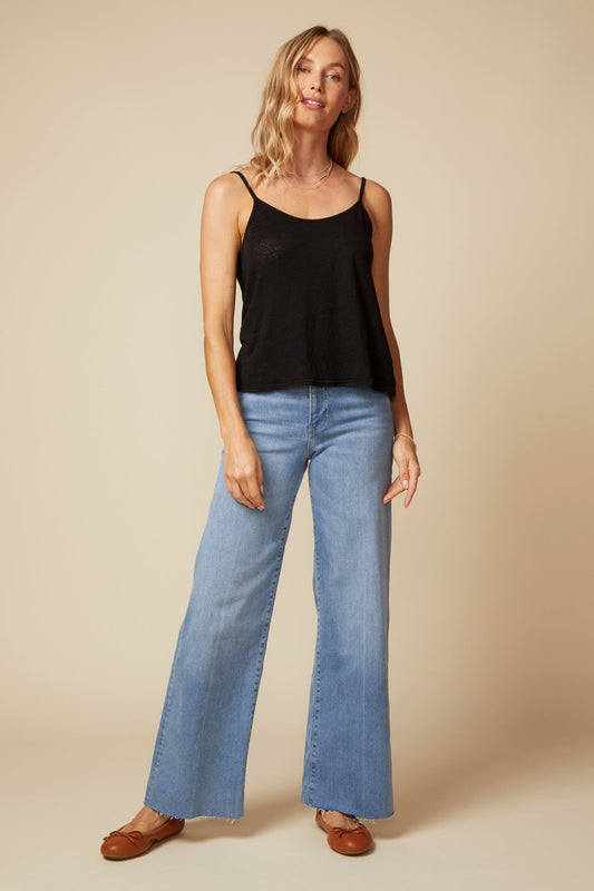 THE JACKIE CAMI IN LINEN IN WASHED BLACK - ROYAL PALMS love & legacy