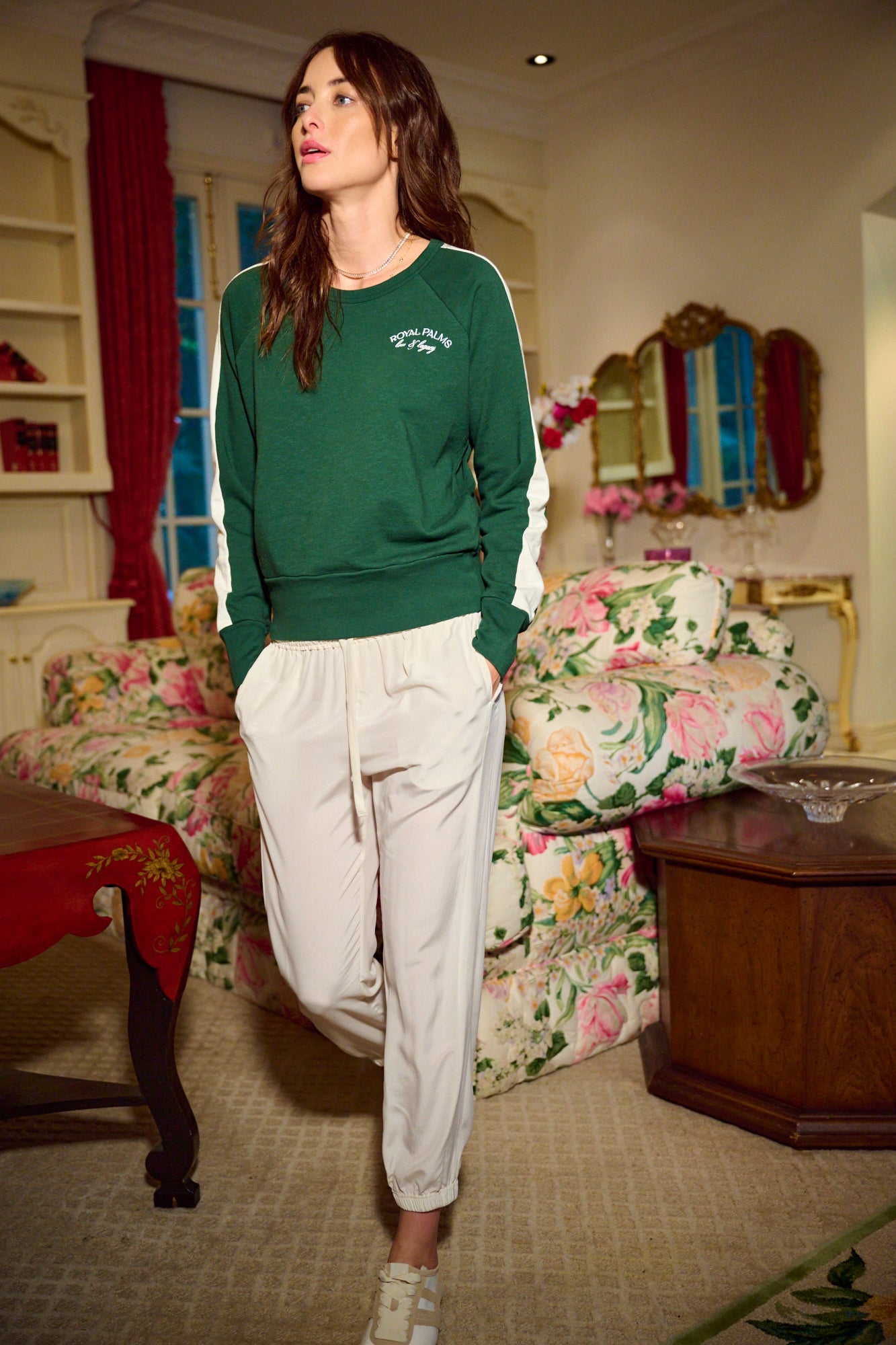 THE OLIVIA SILK JOGGER IN GARDENIA CREAM