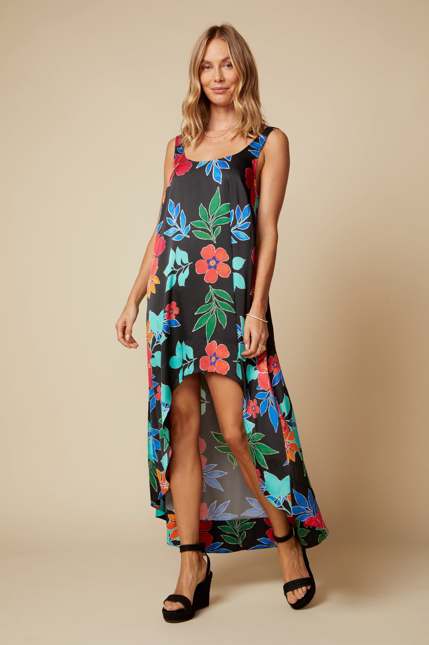 THE BEATRICE SILK HI-LO MIDI DRESS