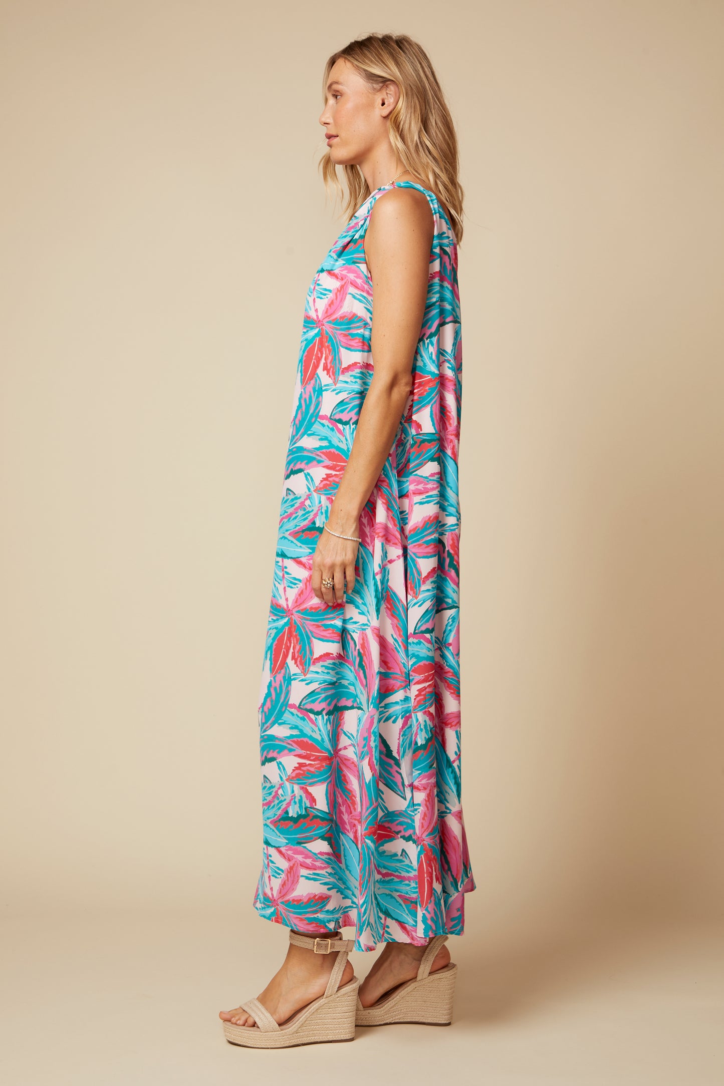 THE GAIA SILK MAXI DRESS IN MALLORCA PRINT