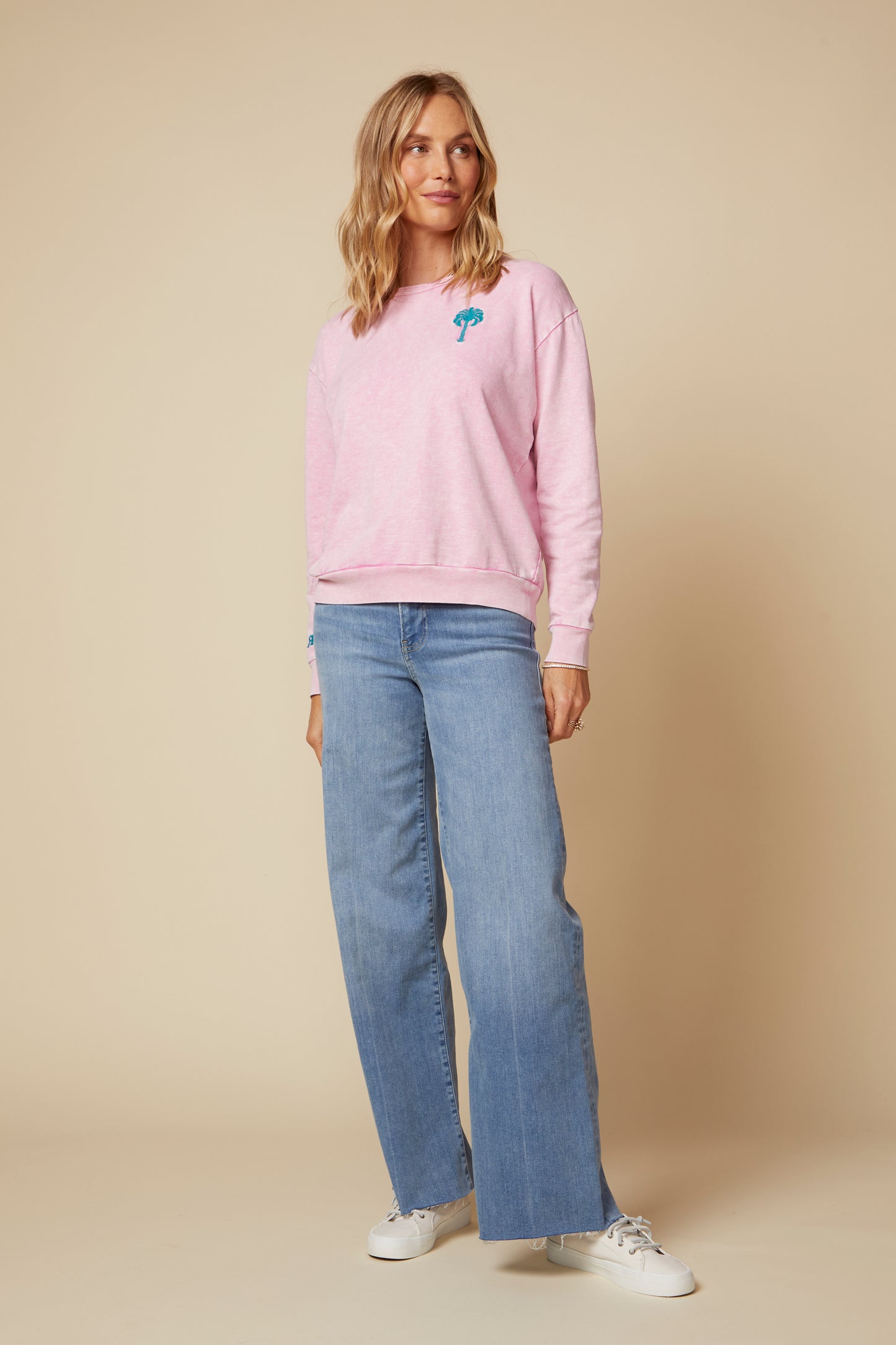 THE MADISON PULLOVER SWEATSHIRT IN COTTON SLUB FRENCH TERRY IN WASHED PINK