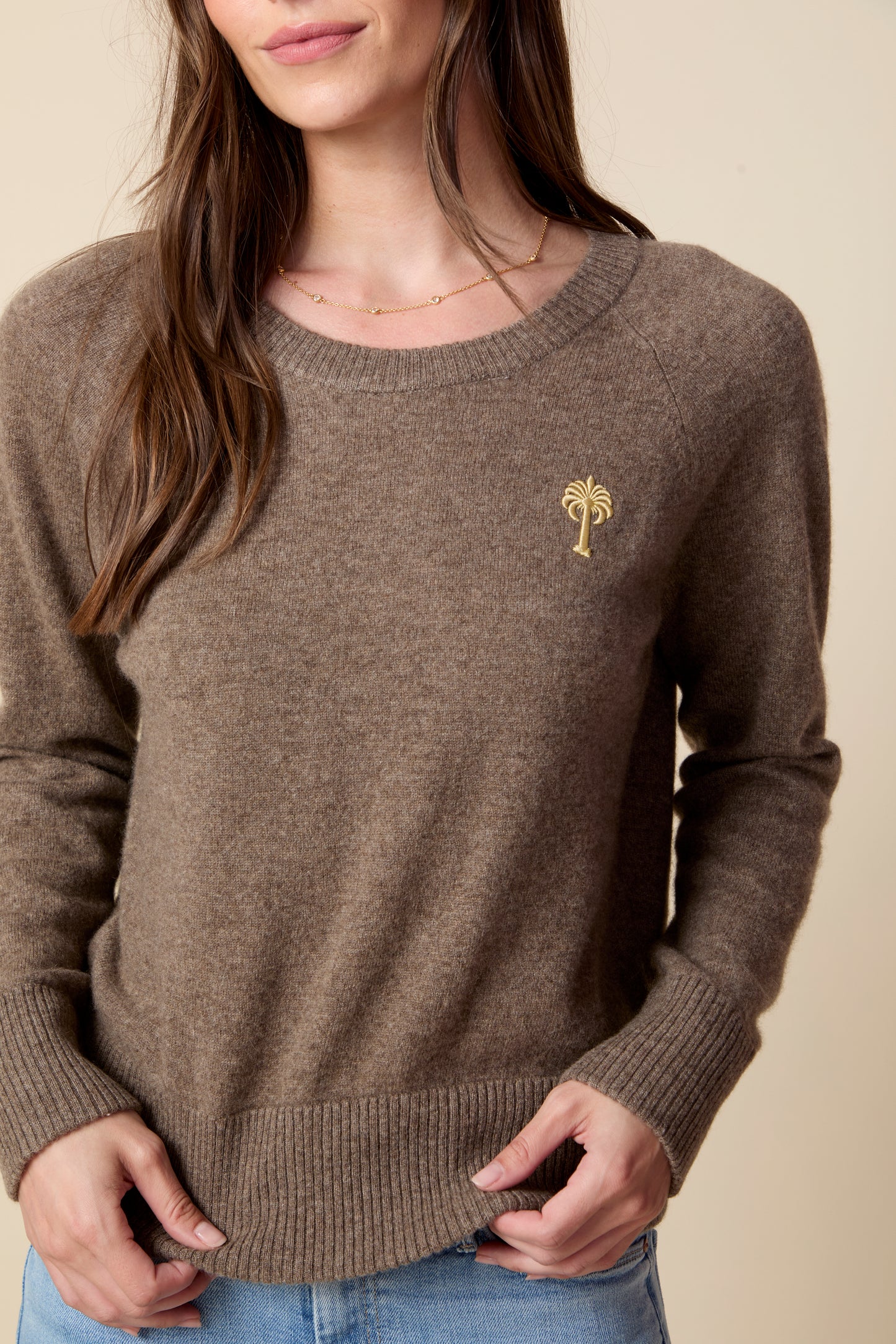 THE PARKER CASHMERE PULLOVER SWEATER IN DARK OATMEAL