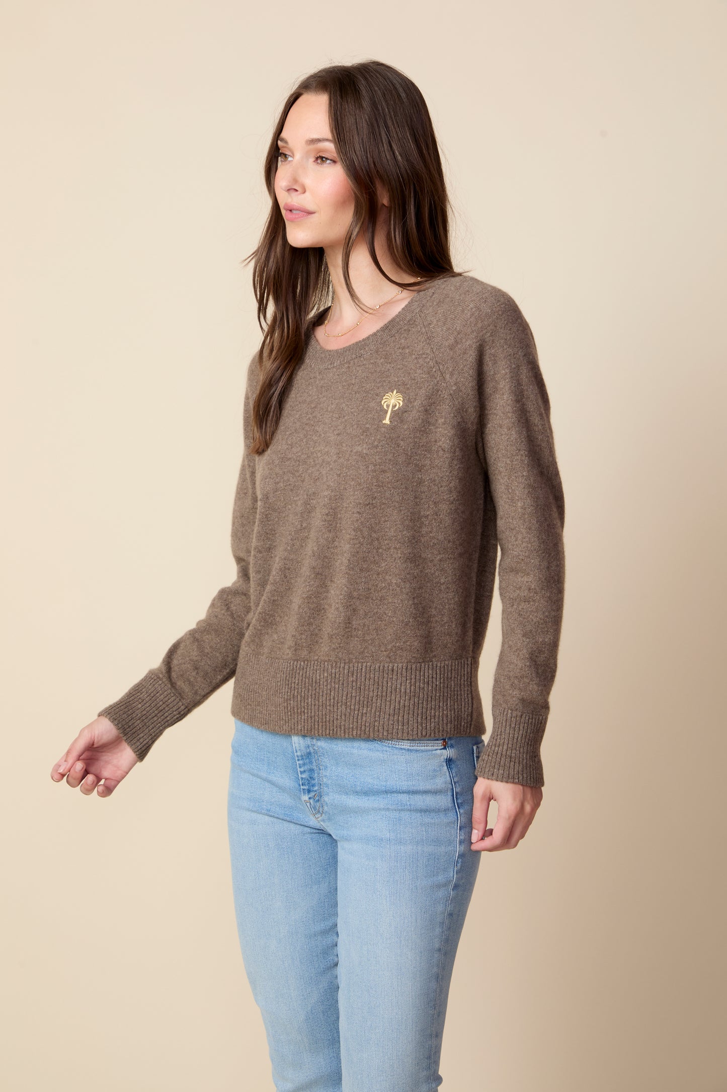 THE PARKER CASHMERE PULLOVER SWEATER IN DARK OATMEAL