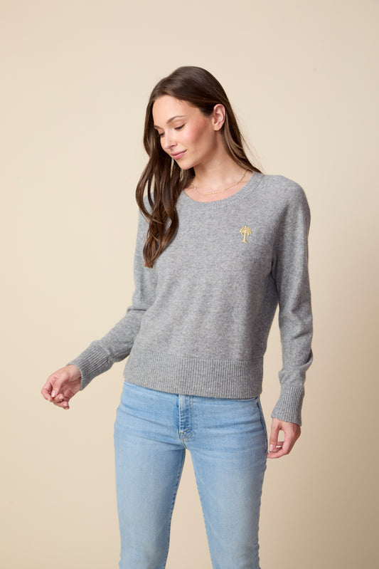 THE PARKER CASHMERE PULLOVER SWEATER IN HEATHER GREY