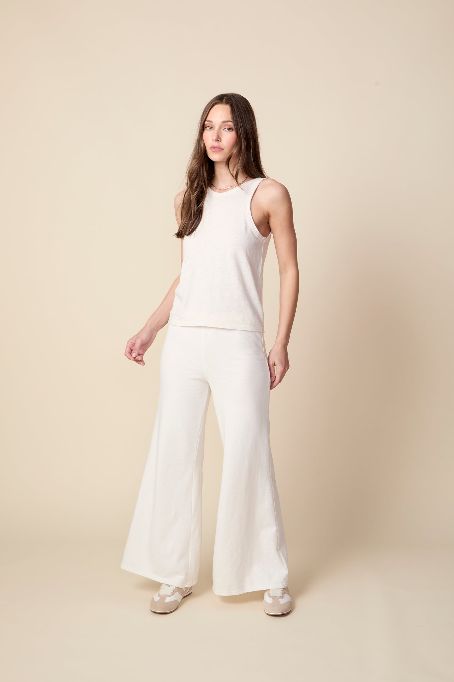 THE KATIE PANT IN COTTON SLUB FRENCH TERRY IN GARDENIA