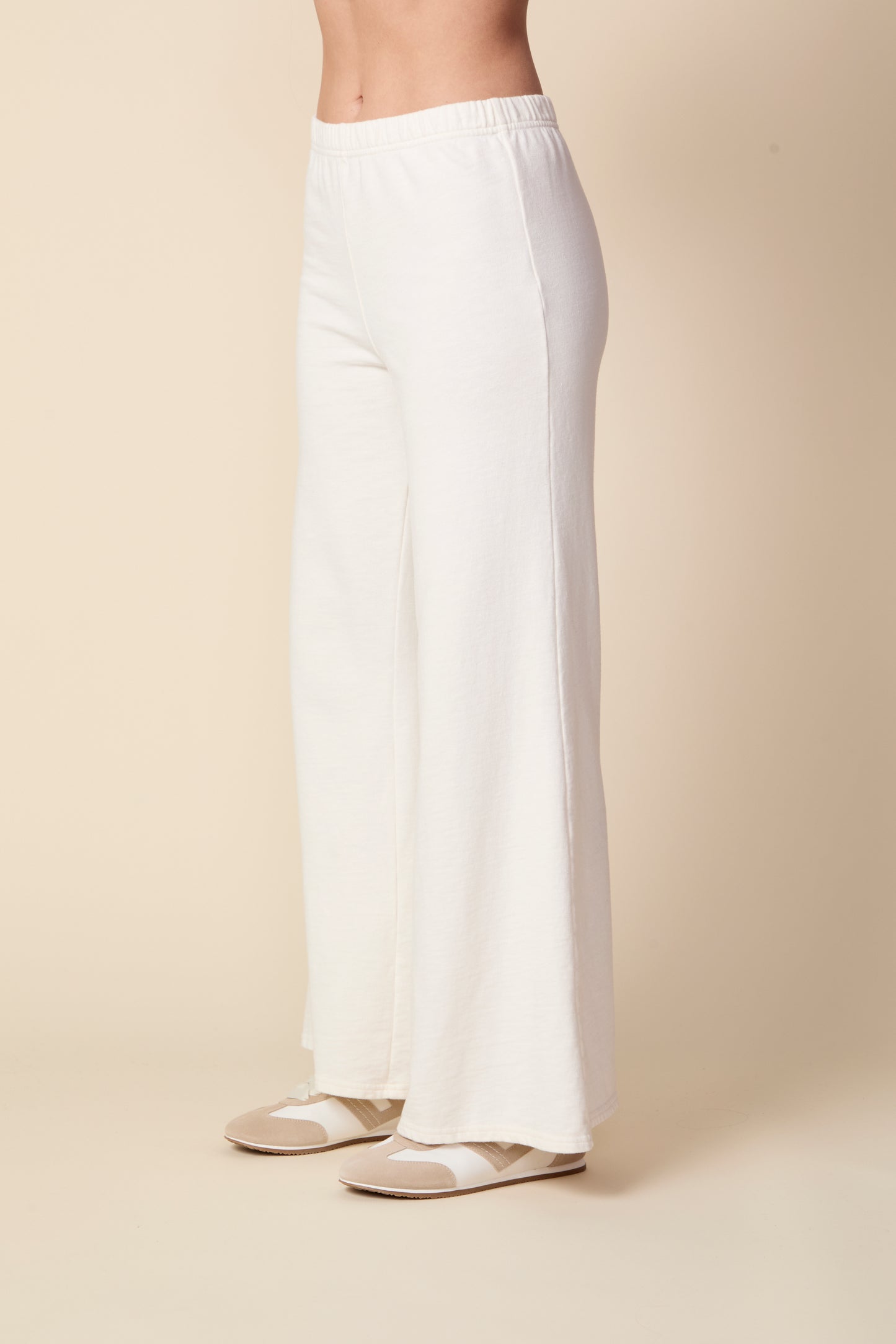 THE KATIE PANT IN COTTON SLUB FRENCH TERRY IN GARDENIA