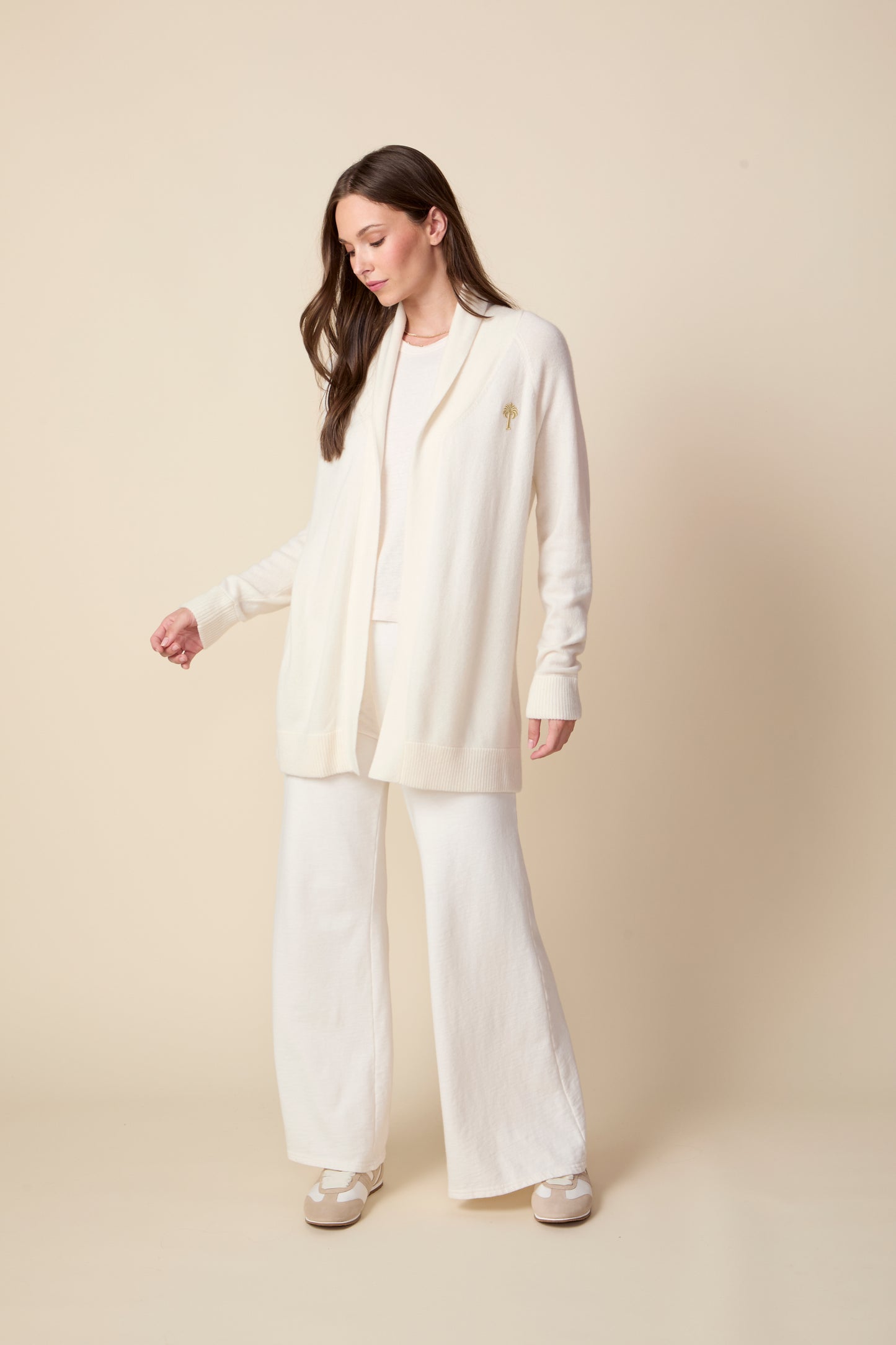 THE KATIE PANT IN COTTON SLUB FRENCH TERRY IN GARDENIA