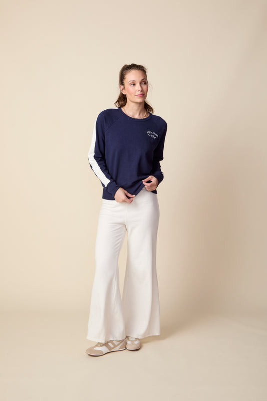 THE KATIE PANT IN COTTON SLUB FRENCH TERRY IN GARDENIA