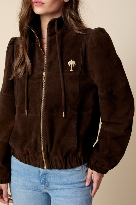 THE KENNEDY SUEDE JACKET IN COFFEE BEAN BROWN