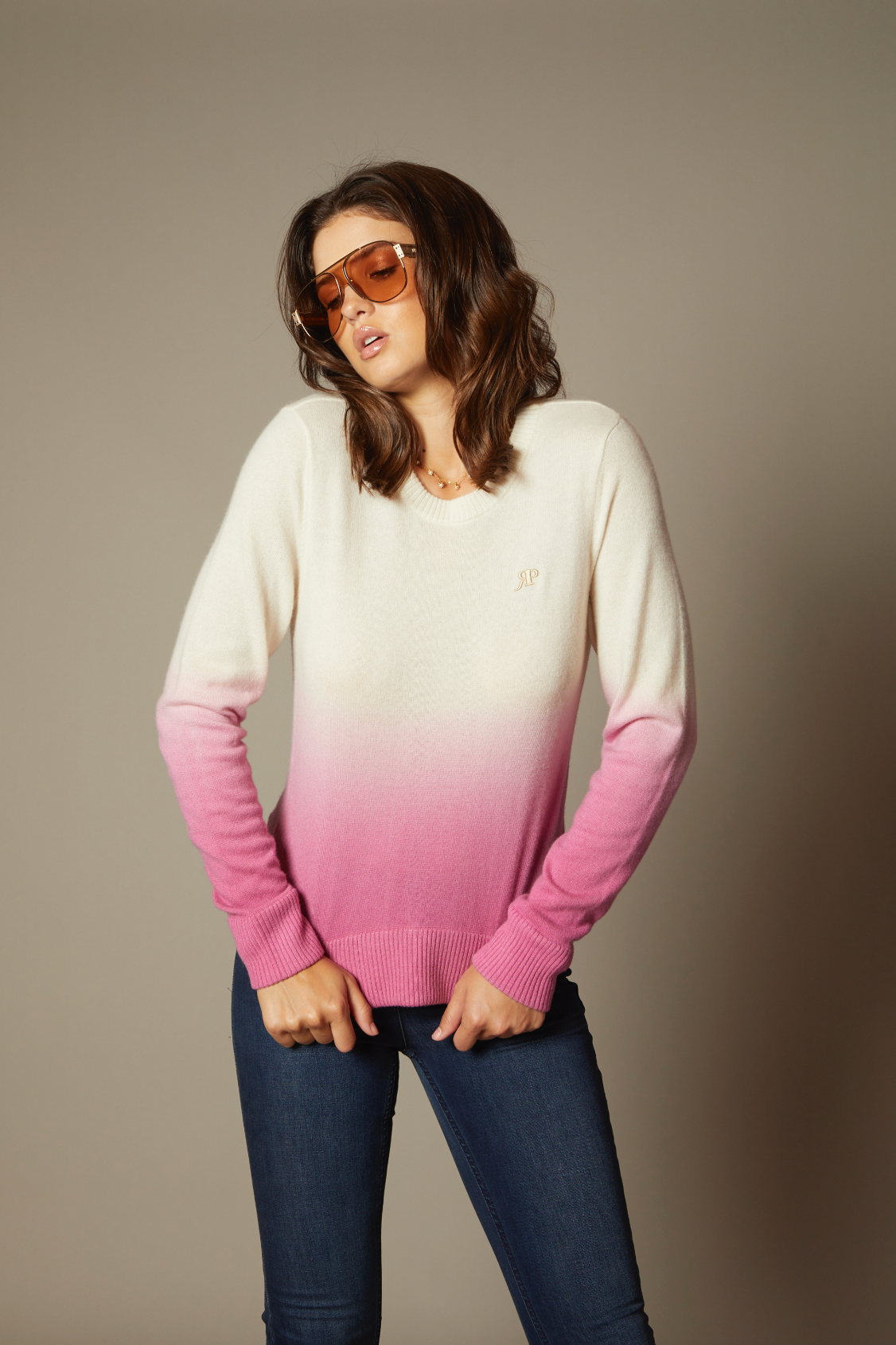 THE MIMI CASHMERE SWEATER IN PEONY OMBRE DYE