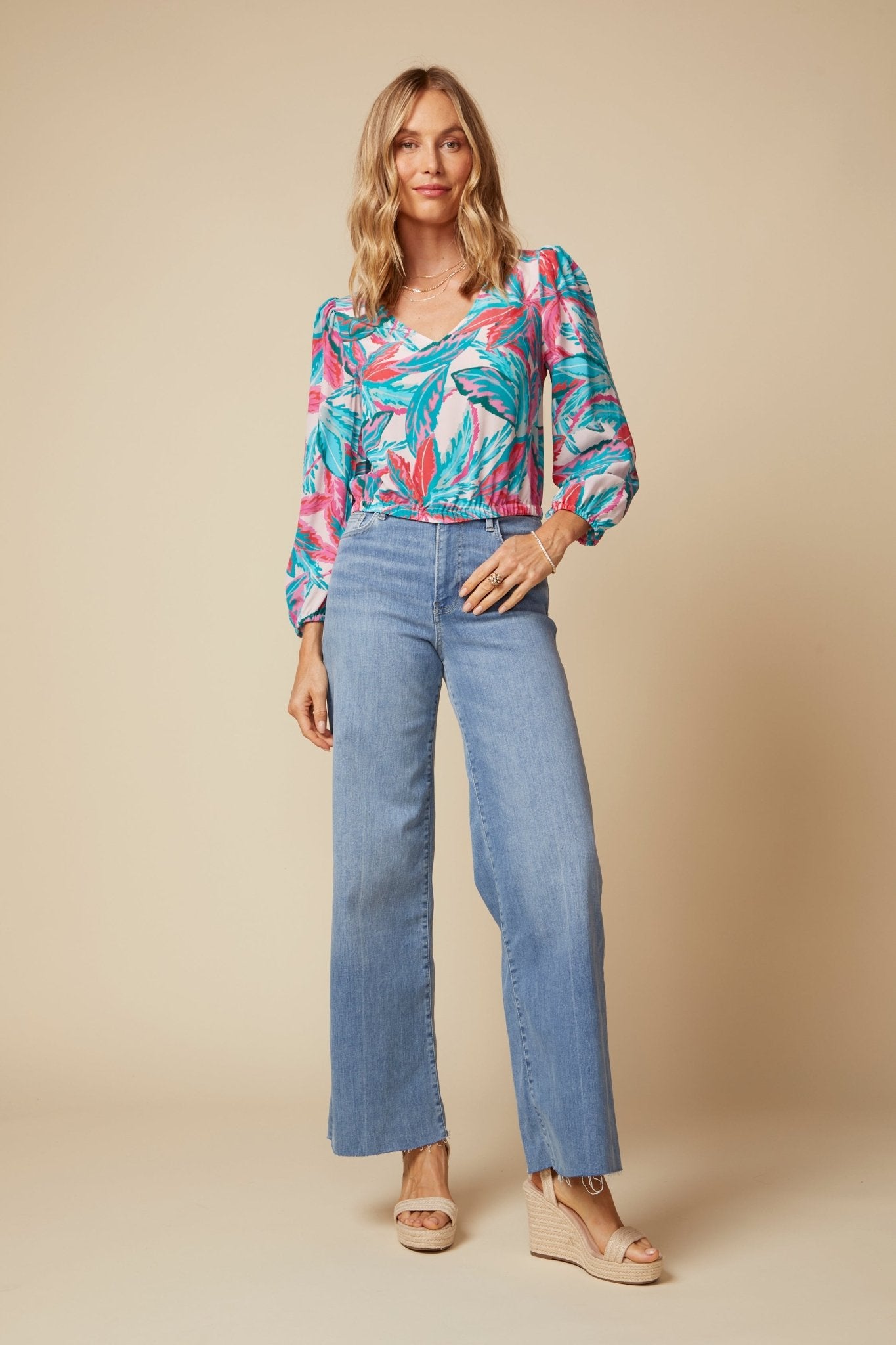 THE AGNES SILK TOP - ROYAL PALMS love & legacy