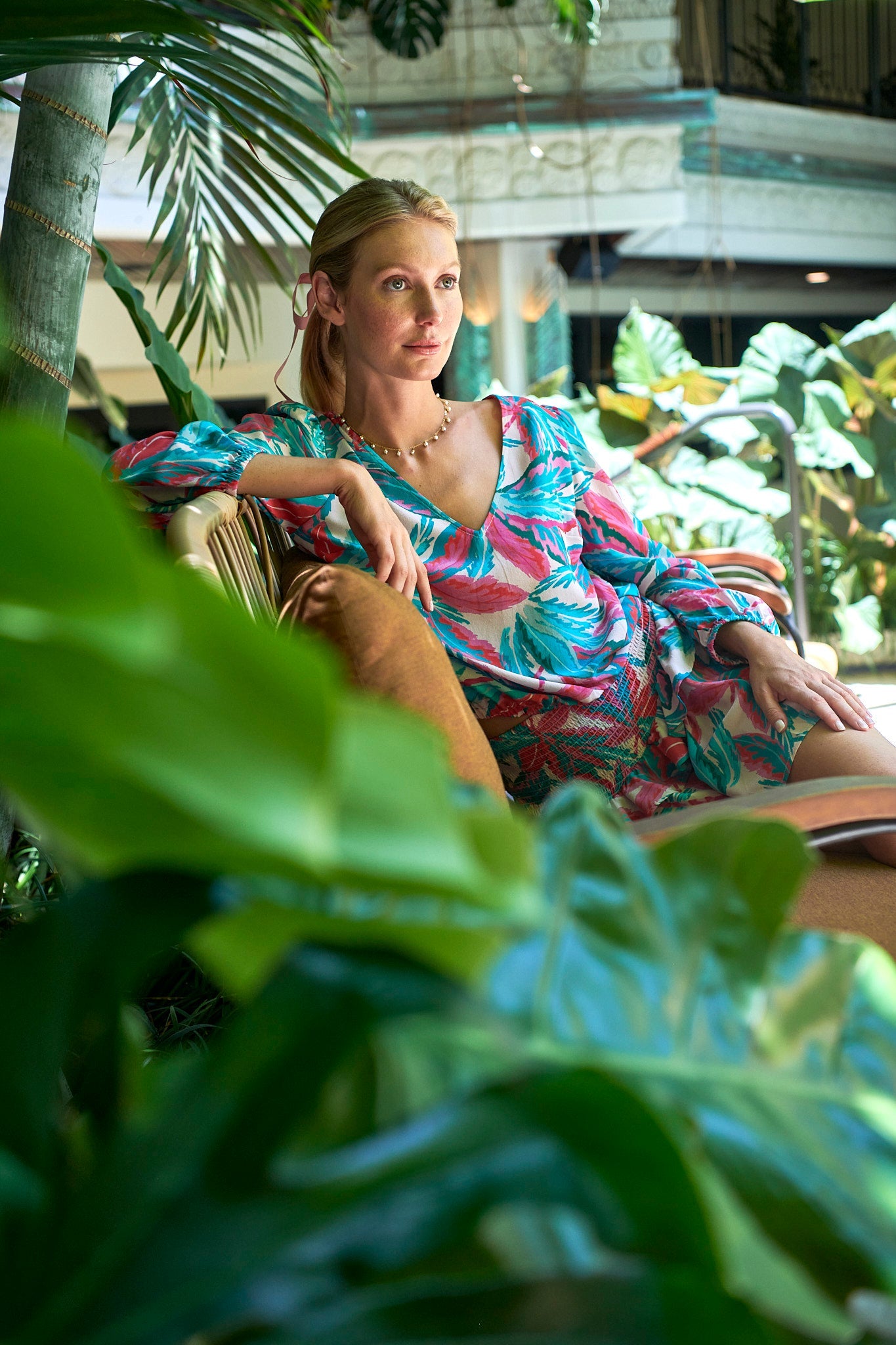 THE AGNES SILK TOP - ROYAL PALMS love & legacy