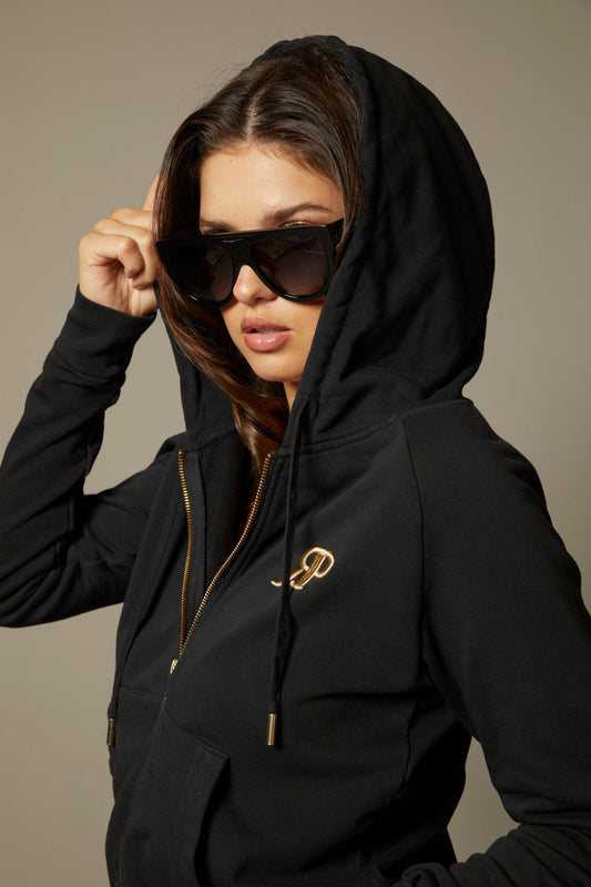 THE ALEX ZIP HOODIE IN BLACK - ROYAL PALMS love & legacy