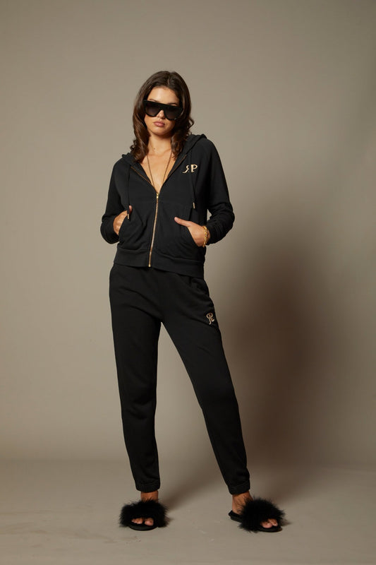 THE ALEX ZIP HOODIE IN BLACK - ROYAL PALMS love & legacy