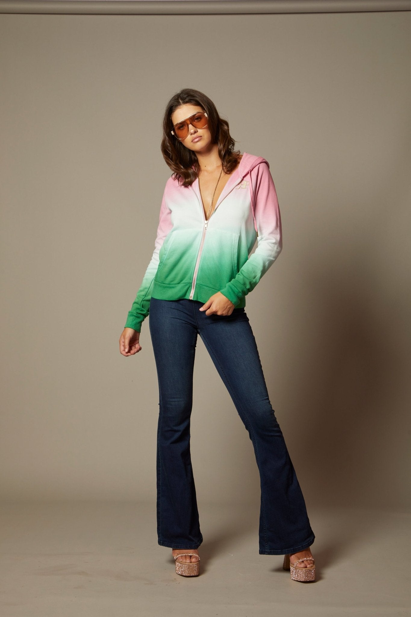 THE ALEX ZIP HOODIE IN ST. BARTS OMBRE DYE - ROYAL PALMS love & legacy