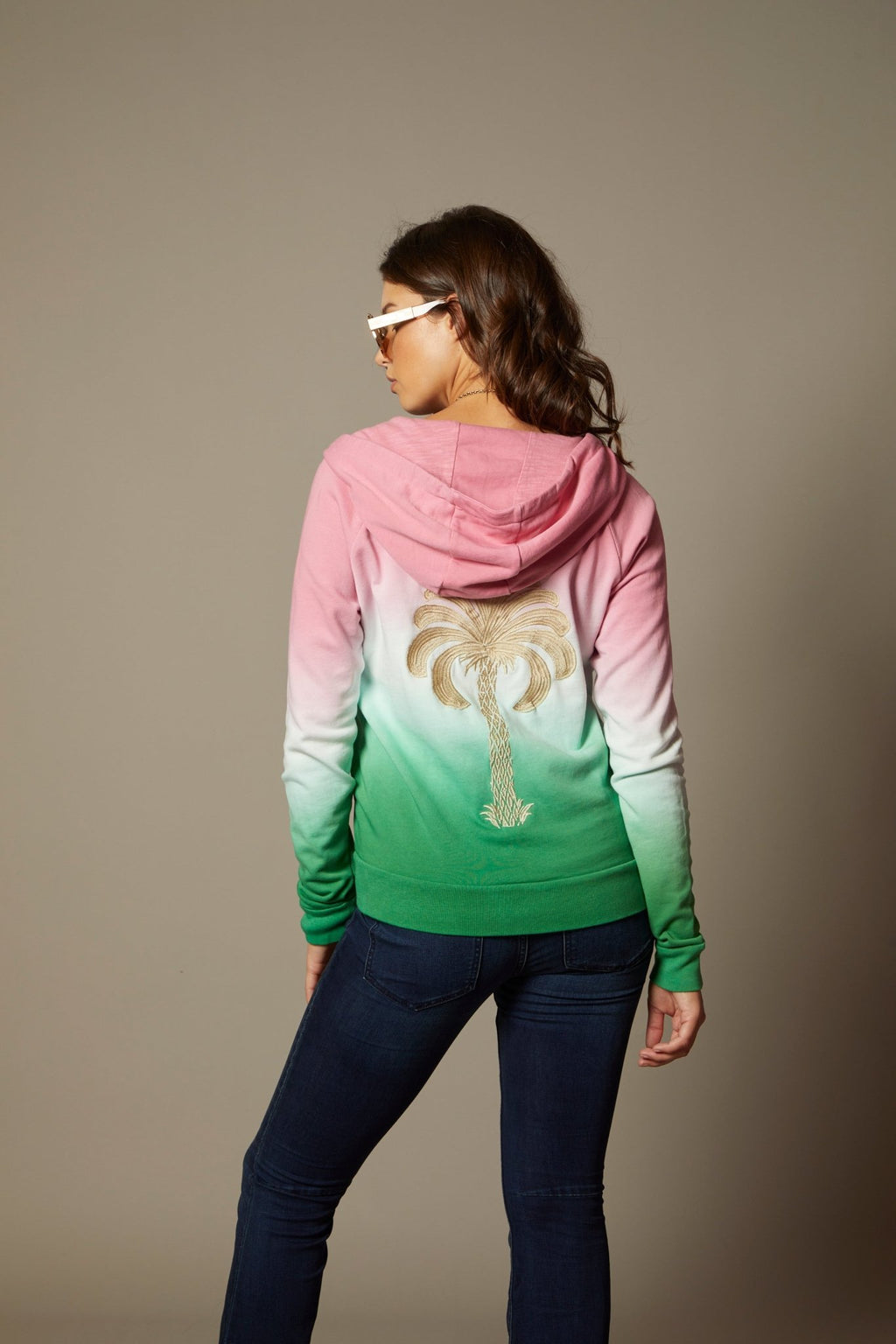 THE ALEX ZIP HOODIE IN ST. BARTS OMBRE DYE - ROYAL PALMS love & legacy