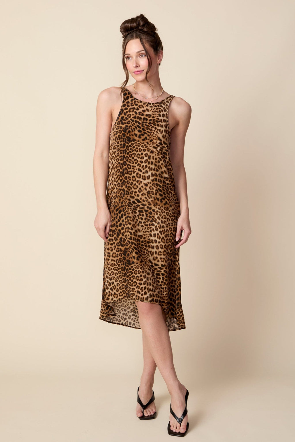 THE AMANDA SILK HI LO MIDI DRESS IN DOLCE VITA ANIMAL PRINT - ROYAL PALMS love & legacy
