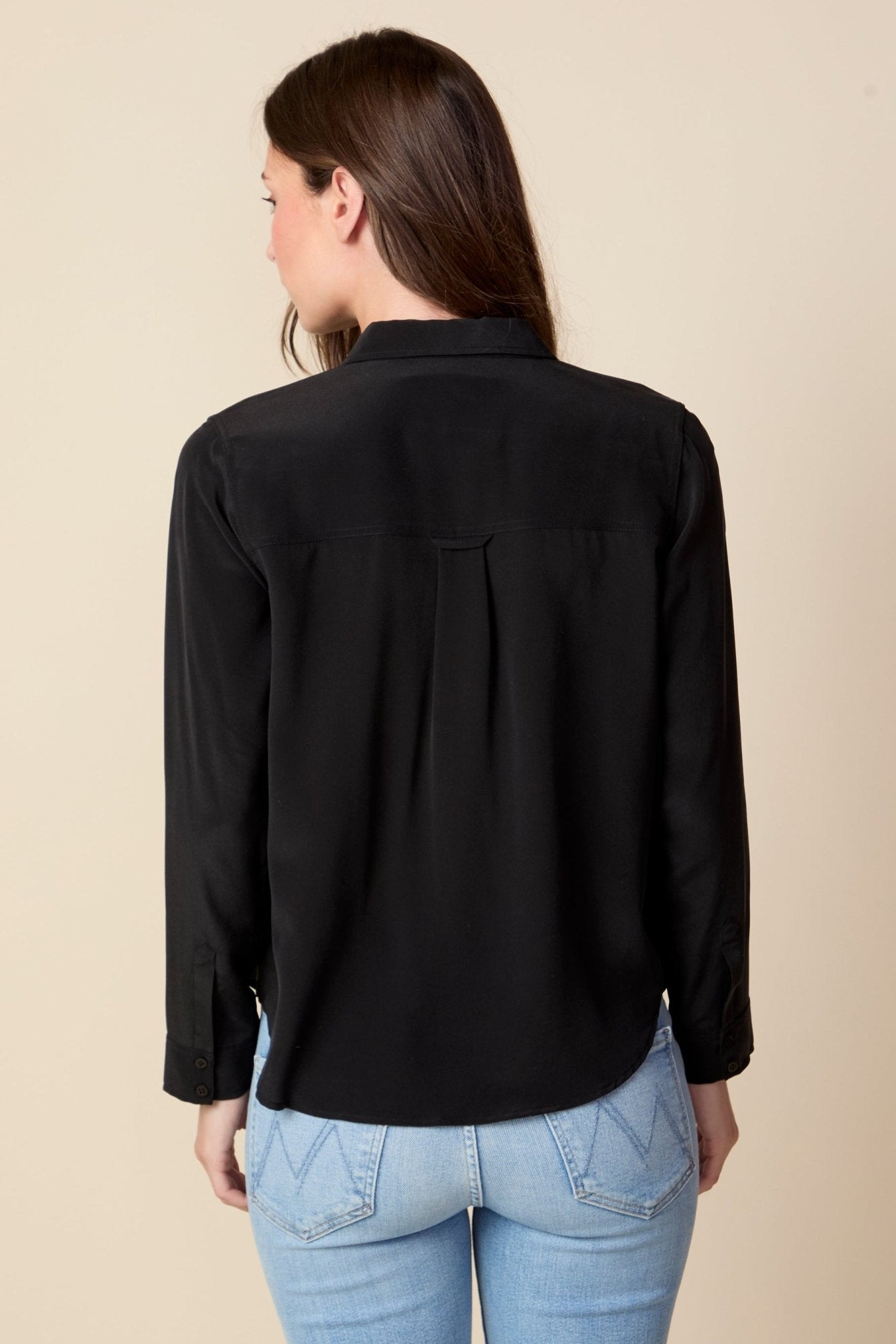 THE BARRETT SILK BUTTON DOWN SHIRT IN BLACK - ROYAL PALMS love & legacy