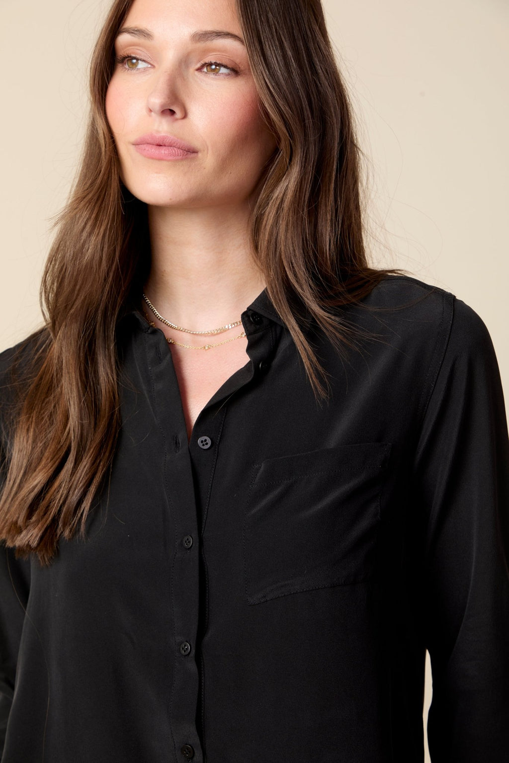 THE BARRETT SILK BUTTON DOWN SHIRT IN BLACK - ROYAL PALMS love & legacy