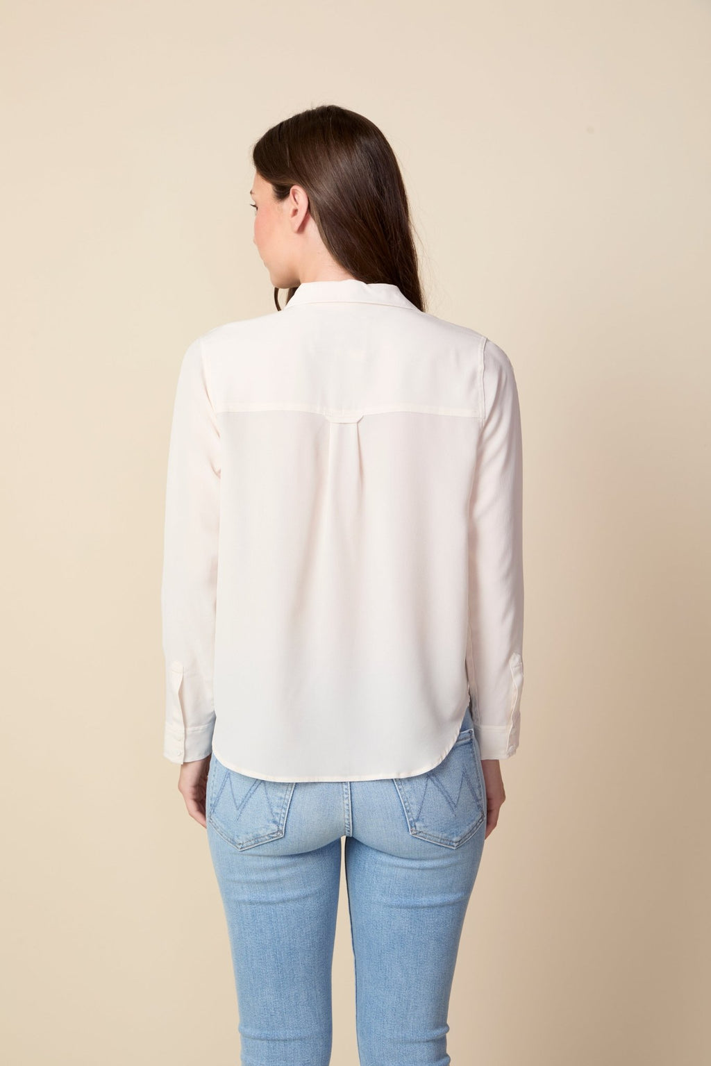 THE BARRETT SILK BUTTON DOWN SHIRT IN GARDENIA - ROYAL PALMS love & legacy