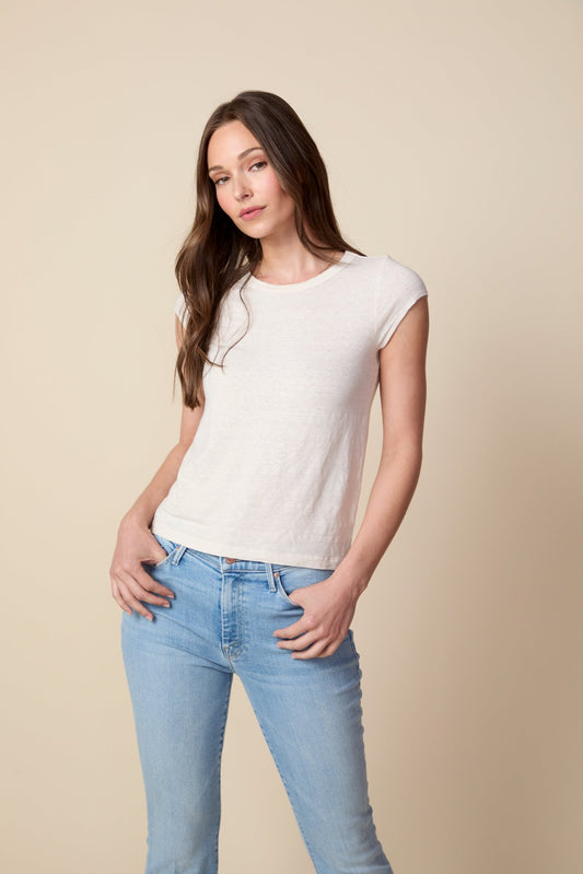 THE BENNETT TEE IN GARDENIA - ROYAL PALMS love & legacy