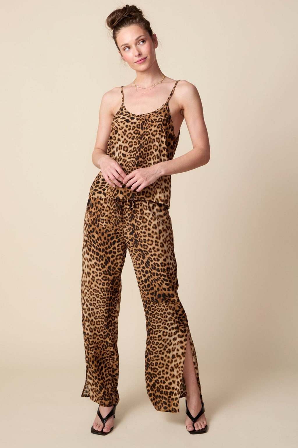 THE DAYNA SILK CAMI IN ANIMAL PRINT - ROYAL PALMS love & legacy