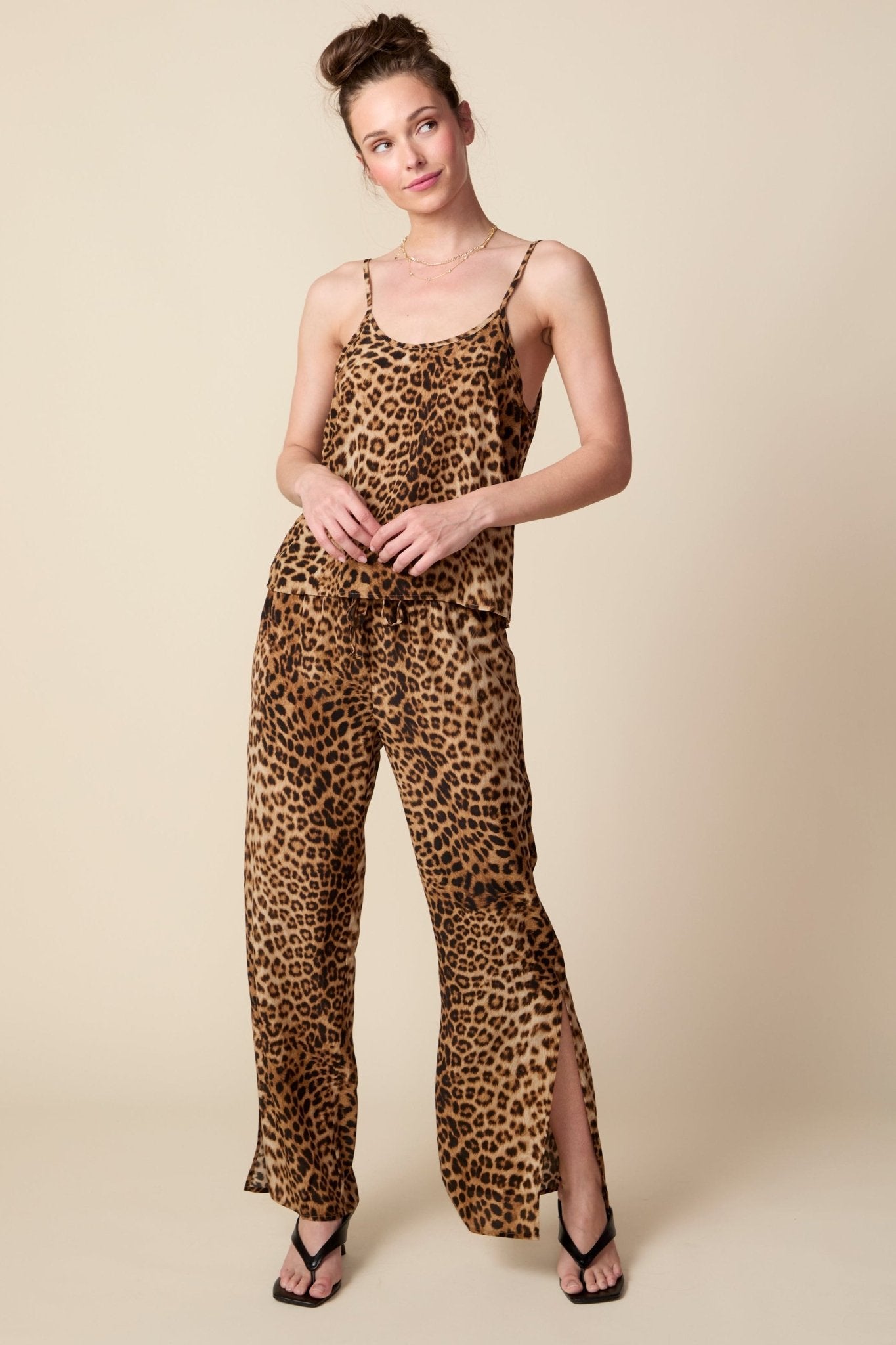 THE DAYNA SILK CAMI IN ANIMAL PRINT - ROYAL PALMS love & legacy