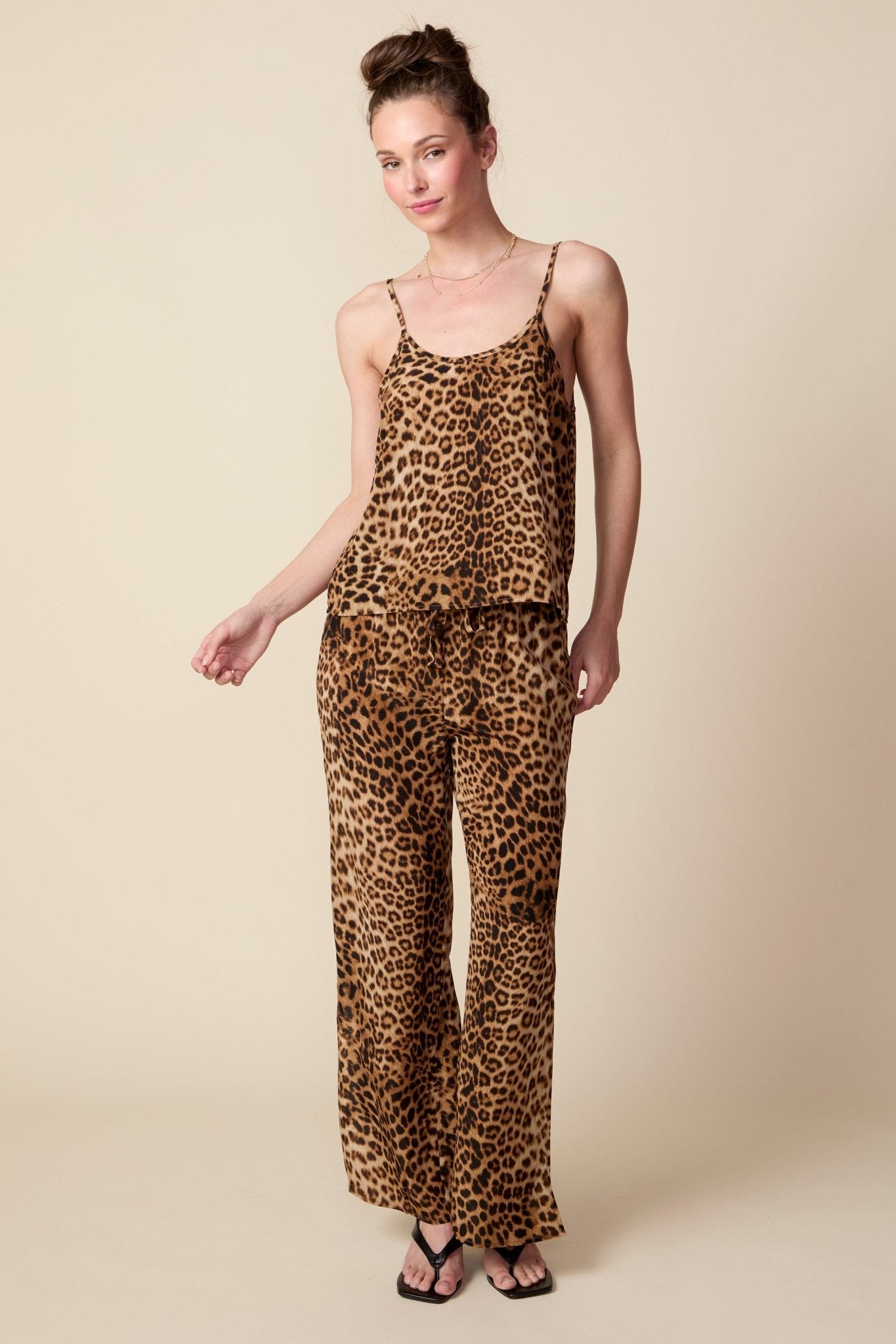 THE DAYNA SILK CAMI IN ANIMAL PRINT - ROYAL PALMS love & legacy