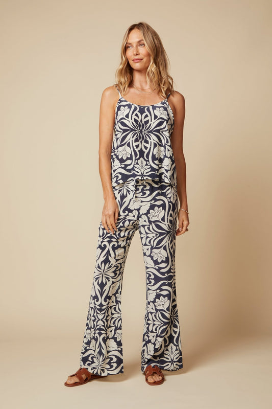 THE DAYNA SILK CAMI IN MONTE CARLO PRINT - ROYAL PALMS love & legacy
