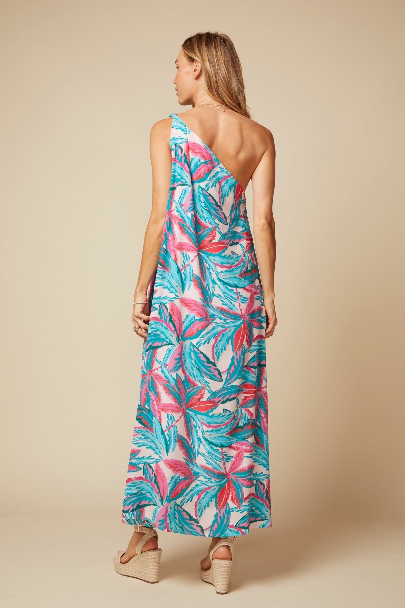 THE GAIA SILK MAXI DRESS IN MALLORCA PRINT - ROYAL PALMS love & legacy