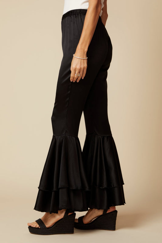 THE GEORGIA SILK PANT IN BLACK - ROYAL PALMS love & legacy