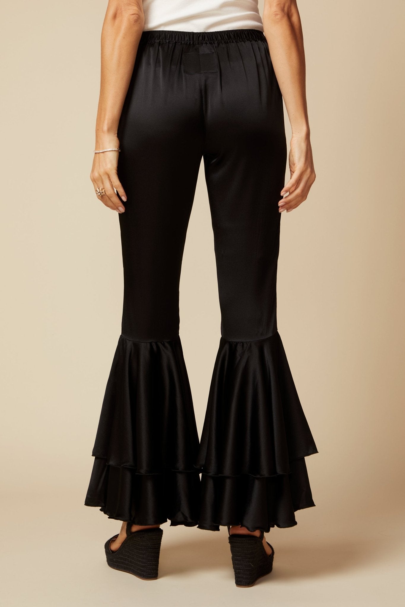 THE GEORGIA SILK PANT IN BLACK - ROYAL PALMS love & legacy