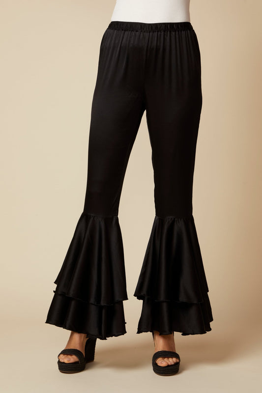 THE GEORGIA SILK PANT IN BLACK - ROYAL PALMS love & legacy