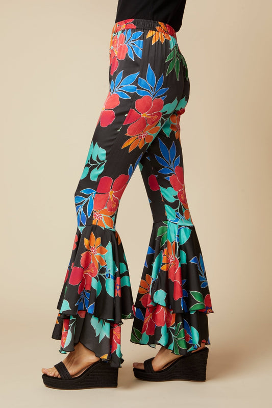 THE GEORGIA SILK PANT IN CAPRI FLORAL PRINT - ROYAL PALMS love & legacy
