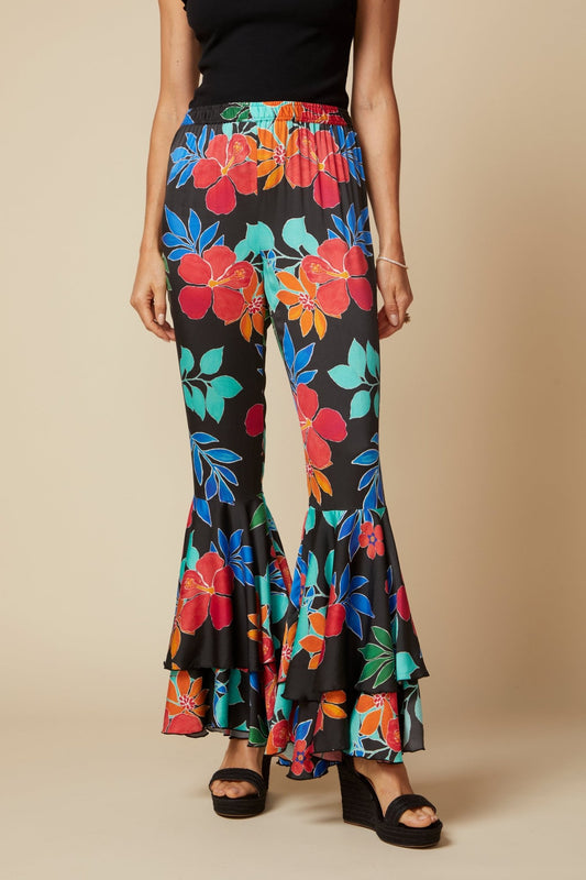 THE GEORGIA SILK PANT IN CAPRI FLORAL PRINT - ROYAL PALMS love & legacy